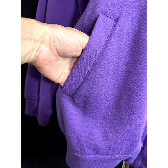 Vintage Tudor Court Women Large Fleece Jacket Embroidered Owls Purple Pockets - Picture 5 of 13